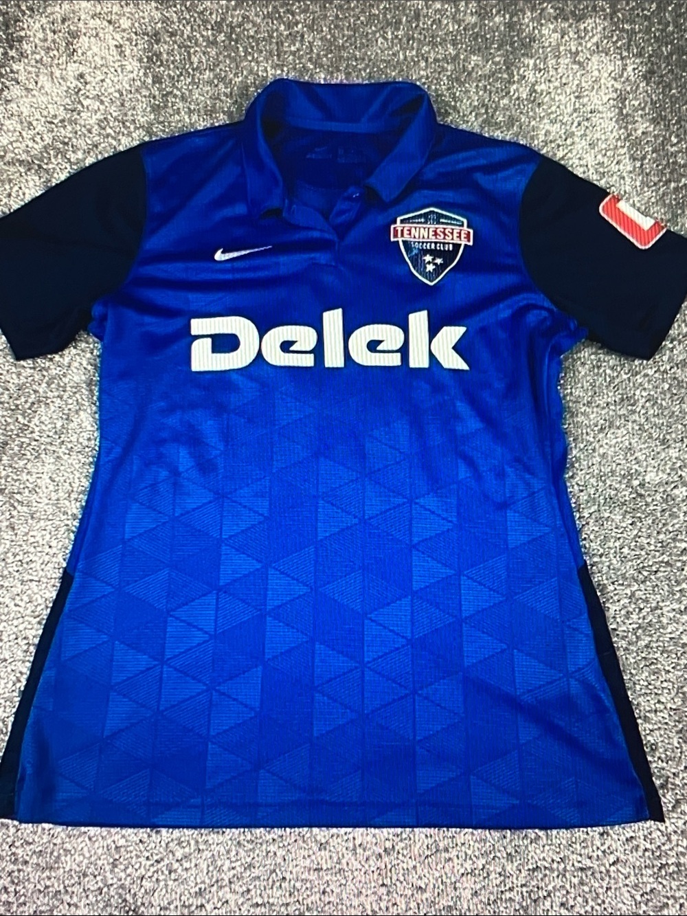 Nike Blue and Black Short Sleeve Soccer Jersey